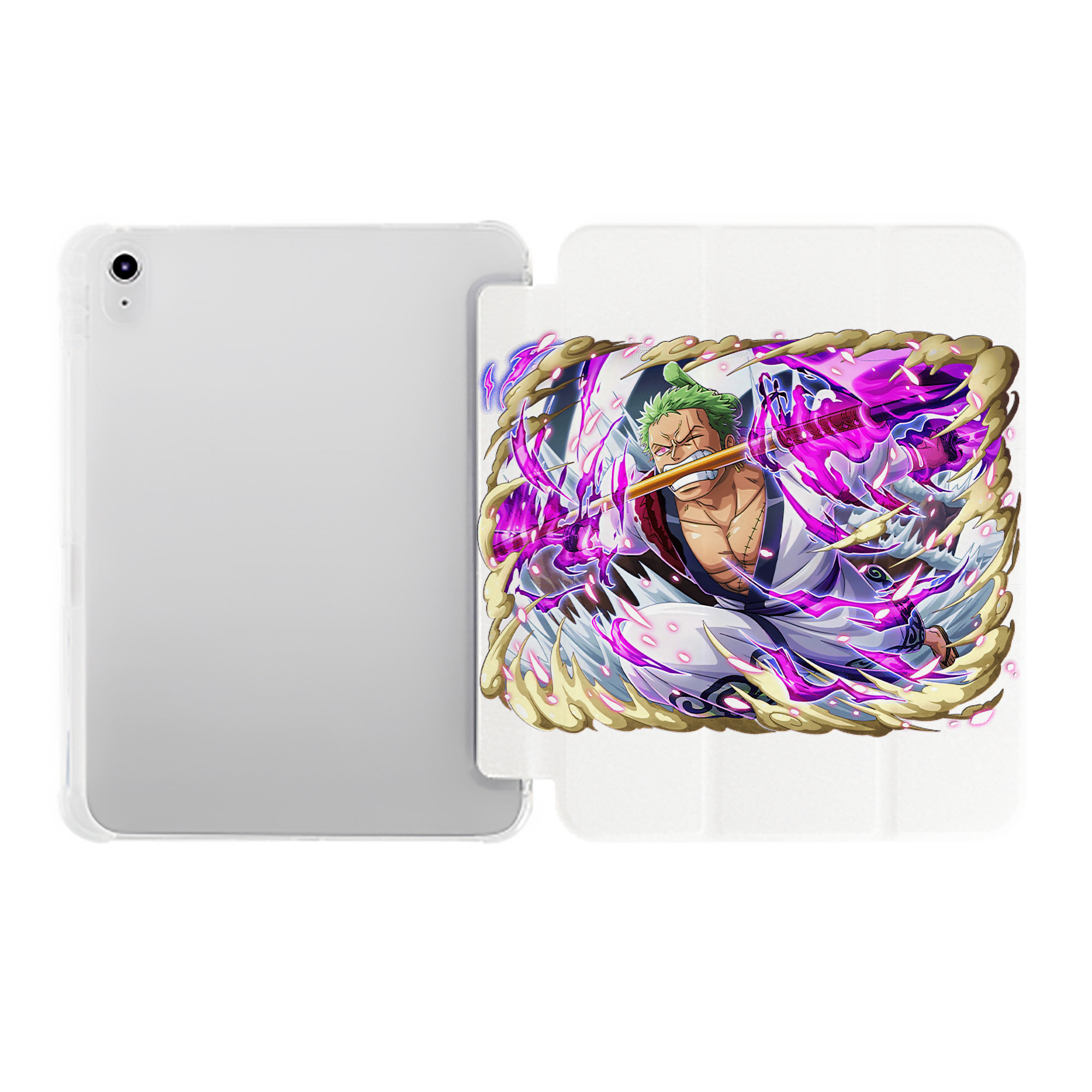 （画像用） ワンピース ロロノア・ゾロ ONE PIECE Roronoa Zoro IPad ケース ペン収納付き 三つ折りスタンド PUレザー×シリコン 対応機種9.5/10.5/10.9インチ